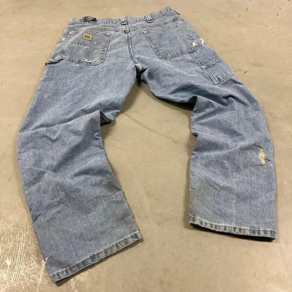 Y2K baggy paint splatter Lee carpenter Jeans 34x30